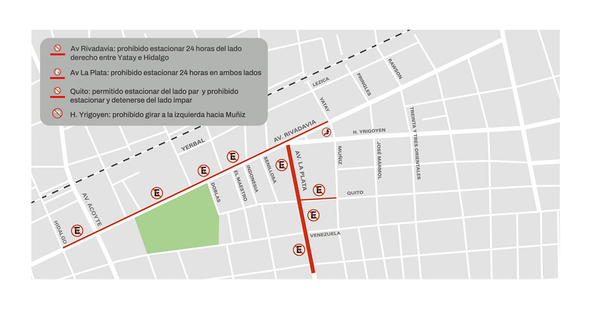 Los lugares donde regirán las nuevas restricciones de estacionamiento