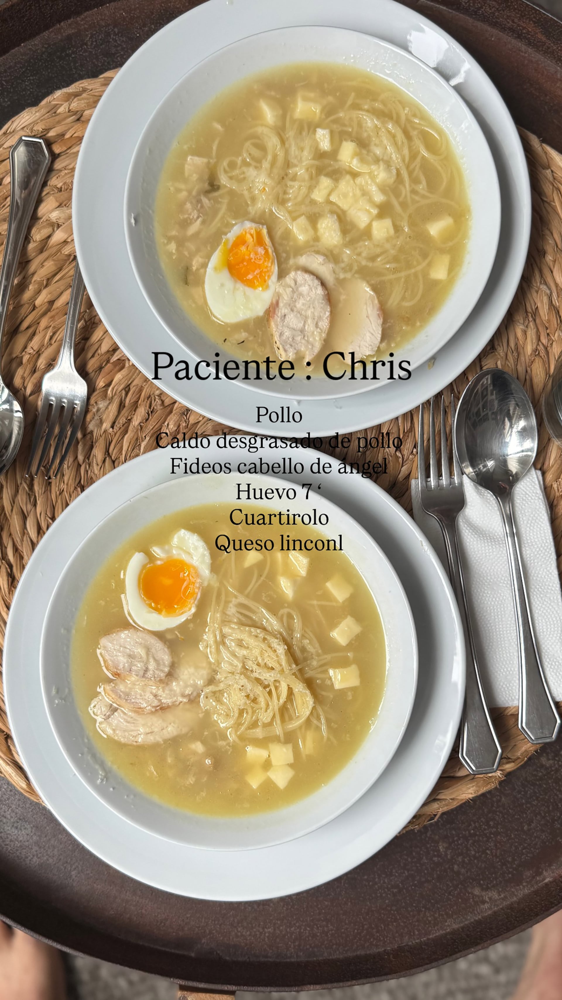 El menú de Christian Petersen luego del alta