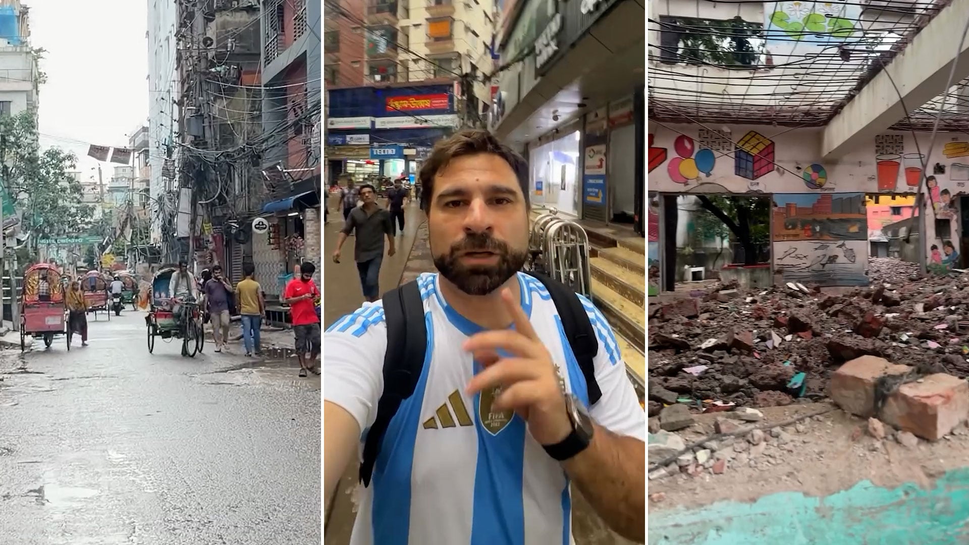 En las últimas semanas, Agostinelli subió un video de su visita a Daca, la capital de Bangladesh
