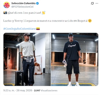 Post de la Federación Colombiana de Fútbol a la llegada de Luis Díaz a la concentración en Bogotá - crédito FCF