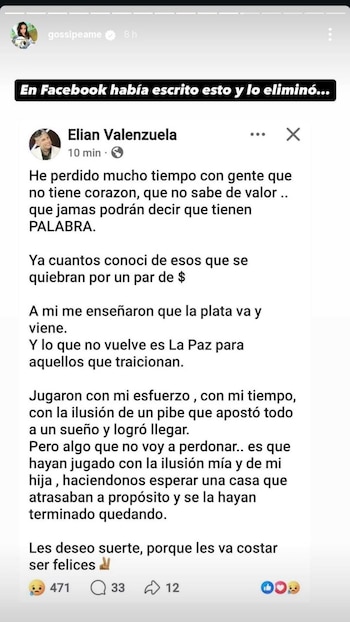 El posteo que realizó L-Gante