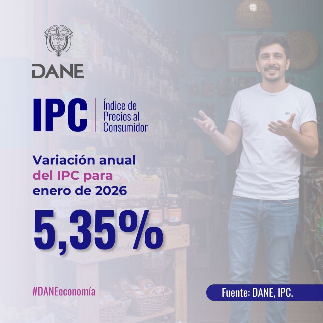 La inflación cerró enero de 2026 en 5,35%, según el Dane - crédito Dane