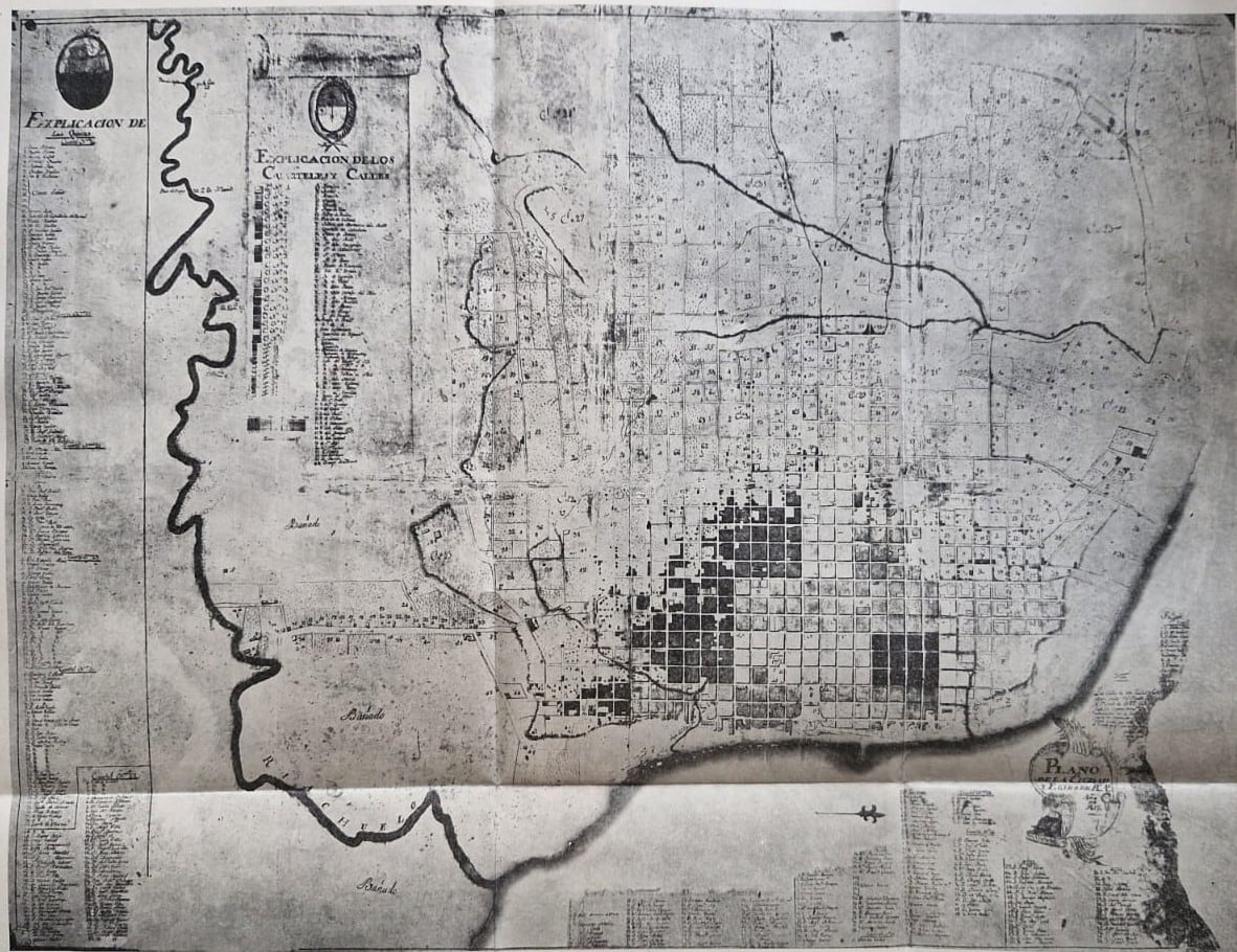 Así lucía Buenos Aires cuando se juró la independencia declarada en Tucumán. El plano lo diseñó José María Manso en 1817 (Los planos más antiguos de Buenos Aires 1580-1880, de A. Taullard)