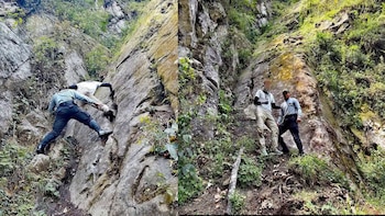 Un ciudadano ucraniano de 22 años quedó atrapado en una zona de difícil acceso de la montaña Putucusi, en el distrito de Machu Picchu, Cusco. Composición: Infobae