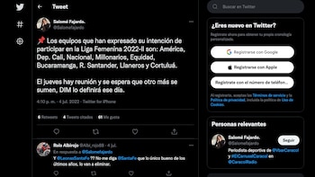 Los clubes que habrían tenido la intención de participar en la Liga BetPlay Femenina 2022 / (Twitter: @Salomefajardo)