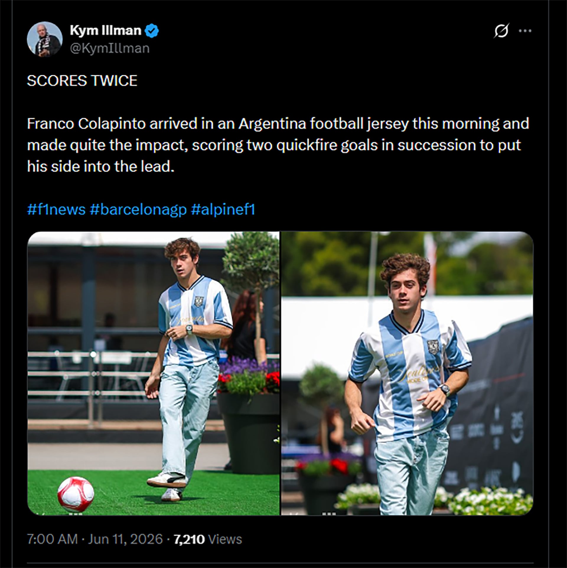La llegada de Franco Colapinto al circuito en Barcelona