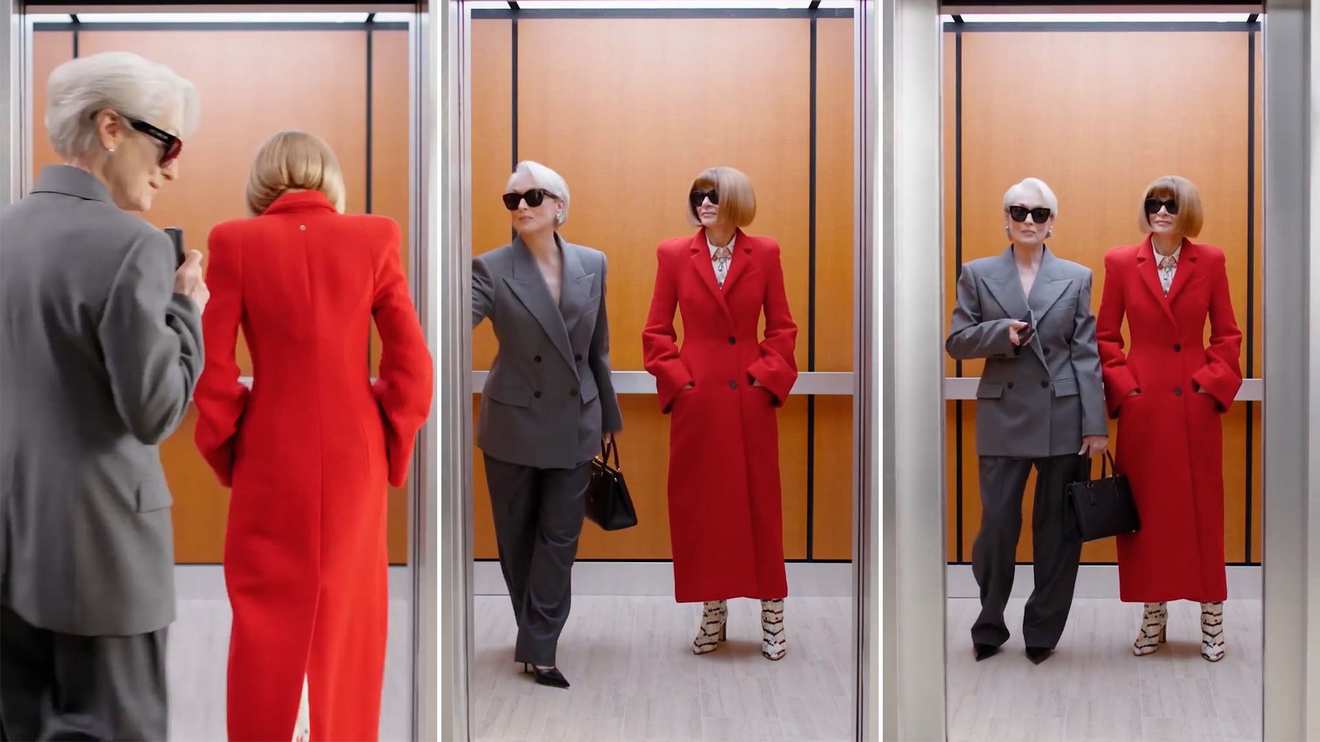 La actriz Meryl Streep, en su papel de Miranda Presley, y la editora de Vogue en el mundo real, Anna Wintour, ambas de setenta y seis años, fueron retratadas para la tapa de la revista