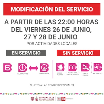Avance en tiempo real de las diversas líneas de la red de transporte público capitalino.
