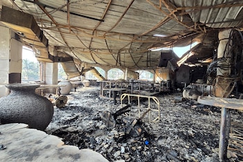 El interior calcinado de un