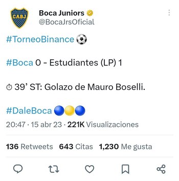 El tuit eliminado por Boca