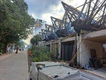 Imagen de las palapas hechas