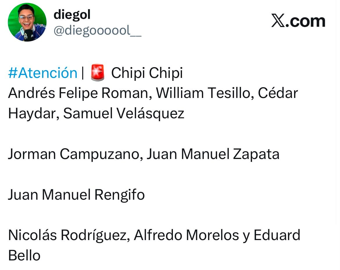 A falta de que el equipo verde lo haga oficial, titular de Atlético Nacional - crédito @diegoooool__