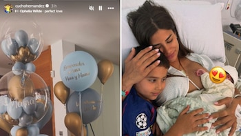El delantero Cucho Hernández comunicó en sus redes sociales la llegada de Maxi con publicaciones sobre el nacimiento - crédito cuchohernandez/Instagram
