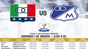 Boletería - Once Caldas vs.