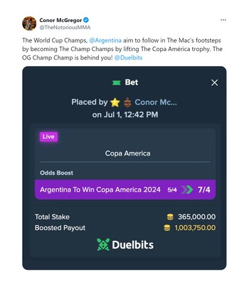 Conor McGregor apostó y ganó