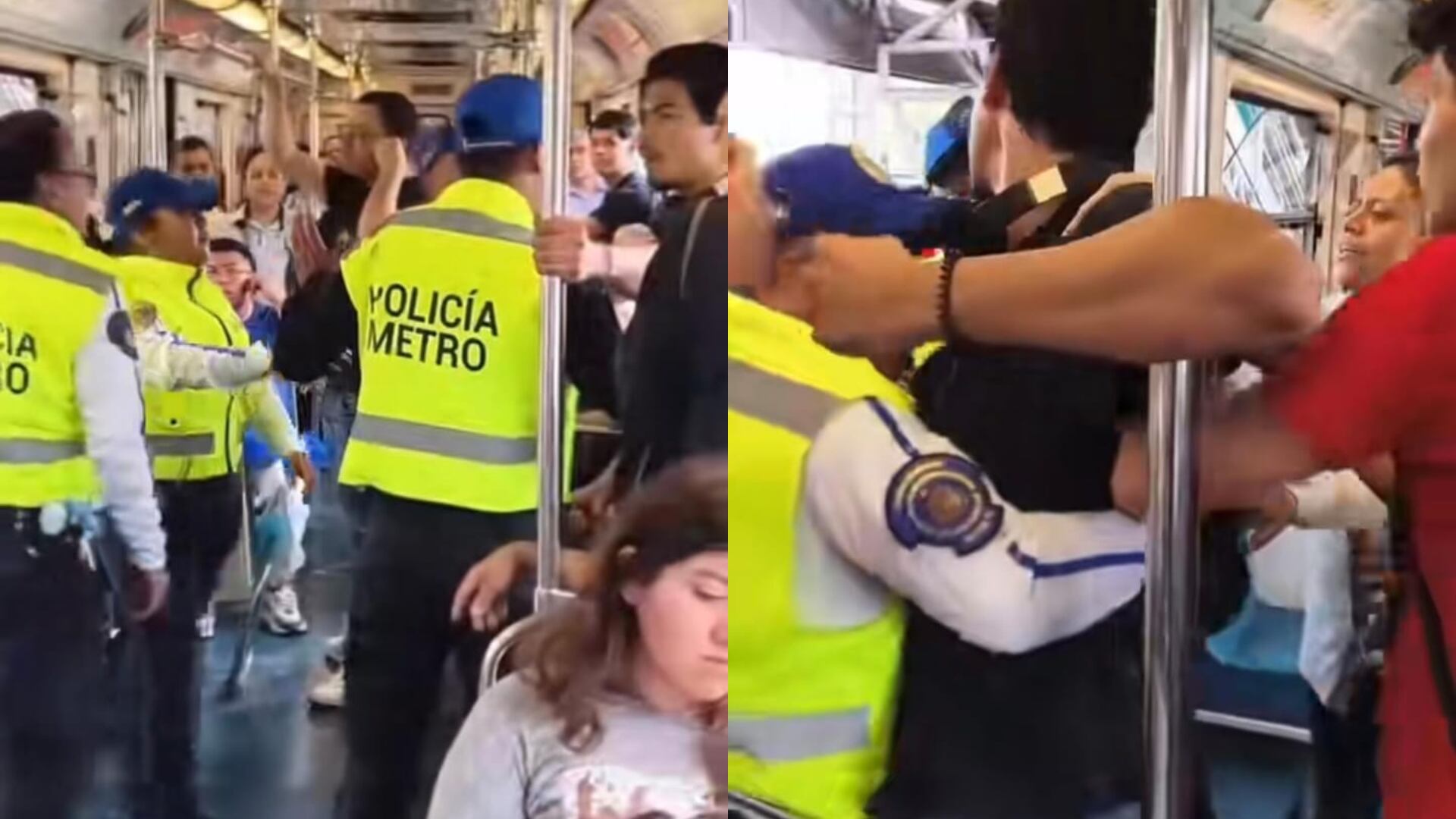 Video muestra a policías de la SSC intentando desalojar a dos jóvenes en el Metro de CDMX.