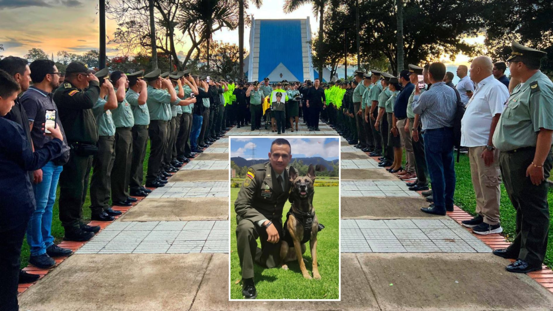 La ceremonia se desarrolló en la capilla La Resurrección del Cementerio Las Colinas, en Bucaramanga (Santander) - rédito @andreitali09/TikTok | Radio Policía Bucaramanga 91.7 / Facebook