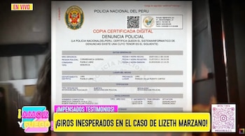 Amor y Fuego expone denuncia policial: madre de Adrián Villar acusó a su padre de chocar su auto y escapar. Willax/ Amor y Fuego.