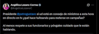 Angélica Lozano denunció la imposición de mayorías en la Alianza Verde y criticó la exclusión de líderes históricos como Claudia López y Sergio Fajardo - crédito @AngelicaLozanoC/X