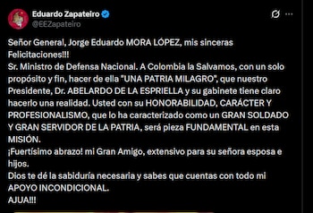 Eduardo Zapateiro - crédito @EEZapateiro/X