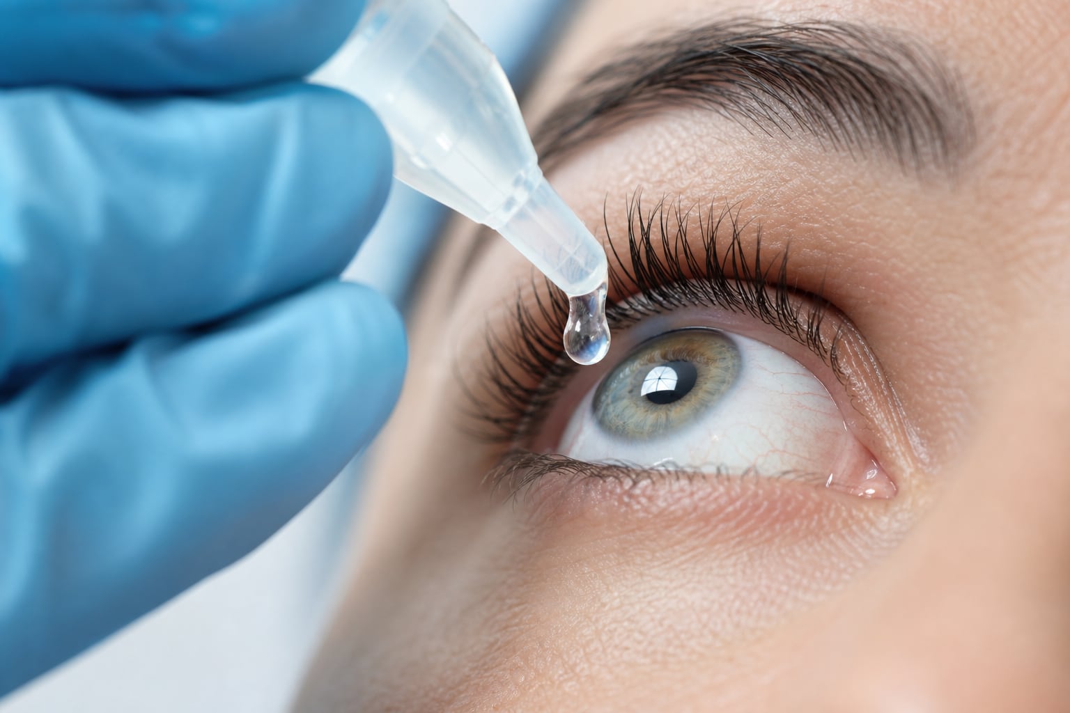 Un profesional de la salud aplica una solución oftálmica en el ojo de una persona para prevenir el deterioro de la córnea y mantener la hidratación ocular. (Imagen Ilustrativa Infobae)