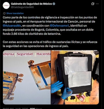 El aseguramiento forma parte de los operativos de vigilancia en los puntos de ingreso al país, informó el Gabinete de Seguridad. (X Gabinete de Seguridad)
