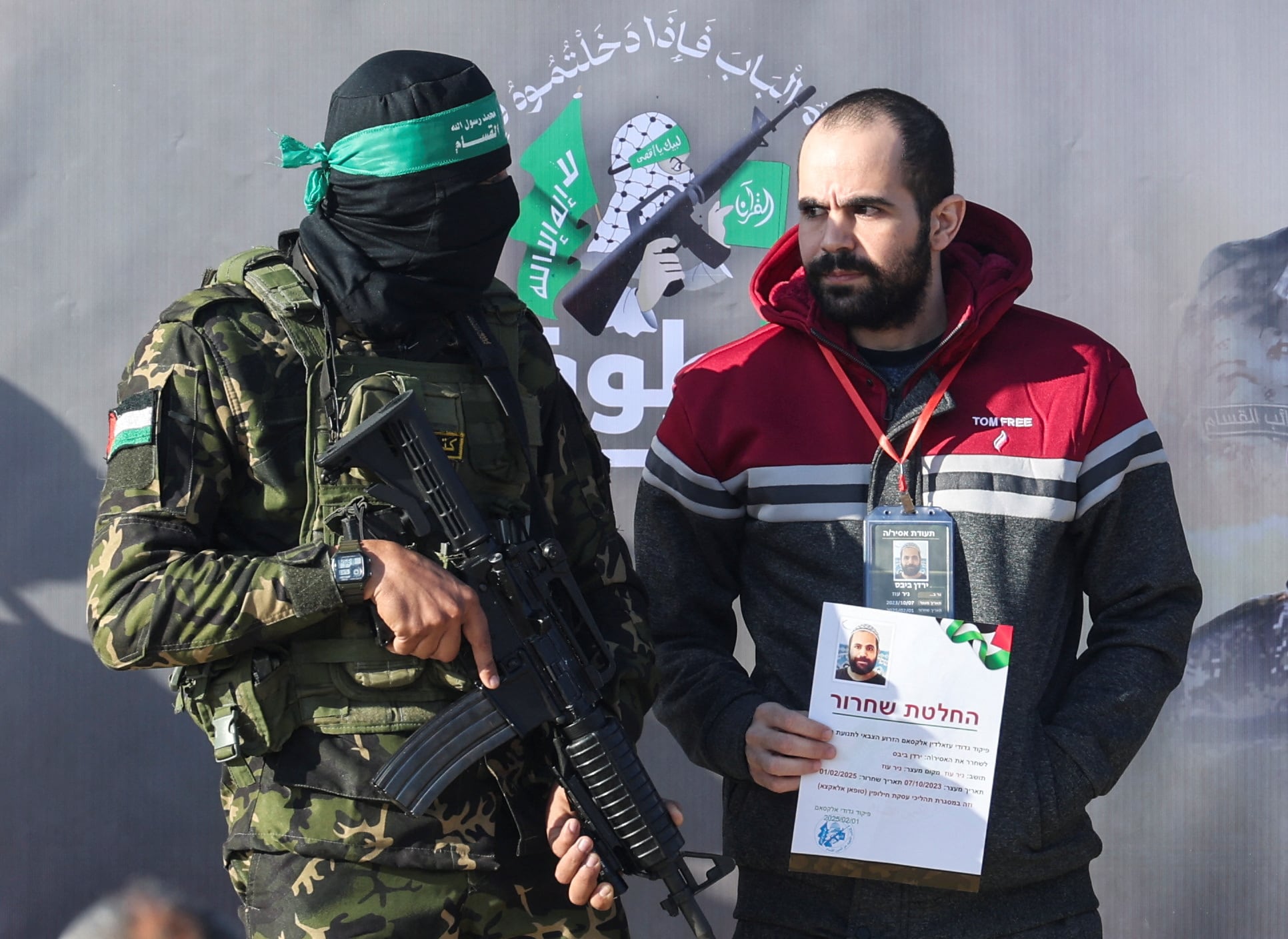 Yarden Bibas, en el momento en que fue liberado por el grupo terrorista Hamas, el 1 de febrero de 2025
