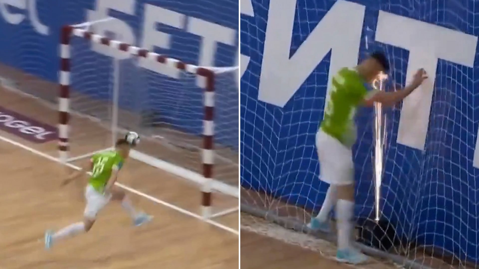 El jugador de futsal Dmitry Khusainov casi pierde la vista tras un incidente con pirotecnia