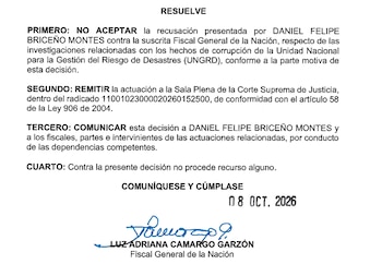 Camargo argumentó que el congresista peticionario no es parte formal del proceso penal ni interviniente especial - crédito Fiscalía General de la Nación