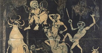 Imagen de 'Guernica africano' de Dumile Feni, expuesto en el Museo Reina Sofía