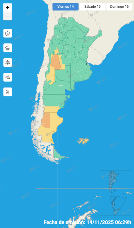 Las alertas del SMN en el país