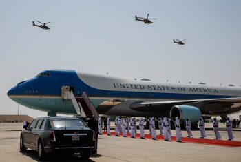 Trump en Doha, Qatar, abordo