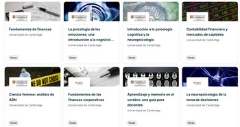 Entre los cursos destacados están Fundamentos de finanzas y Ciencia forense: análisis de ADN - crédito Universidad de Cambridge