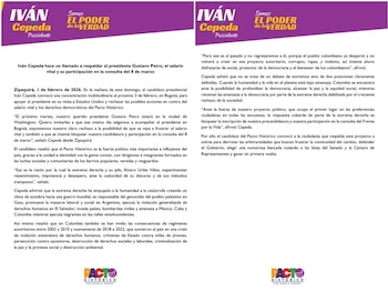 Iván Cepeda y su convocatoria a movilizaciones el 3 de febrero