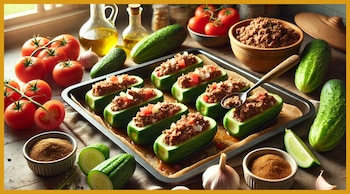 Los pepinos rellenos de carne