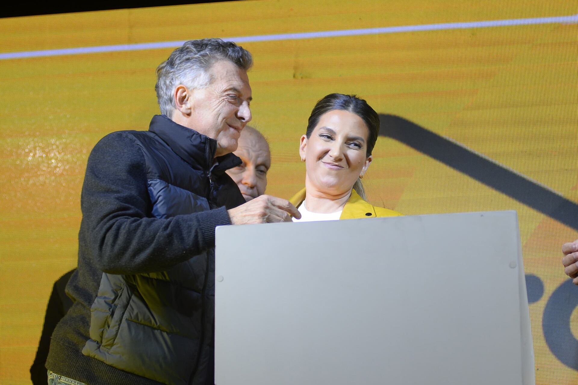 Mal día. Lospennato y Macri, en el acto del PRO (foto Jaime Olivos)