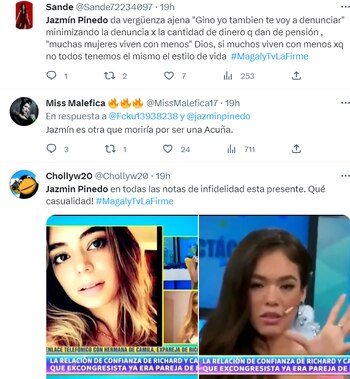 Críticas contra Jazmín Pinedo.