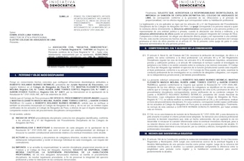 Dos páginas de un documento formal con el logotipo de Iniciativa Democrática y texto mecanografiado sobre un pedido disciplinario