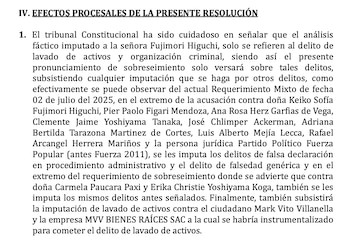 Se mantiene imputación contra Keiko