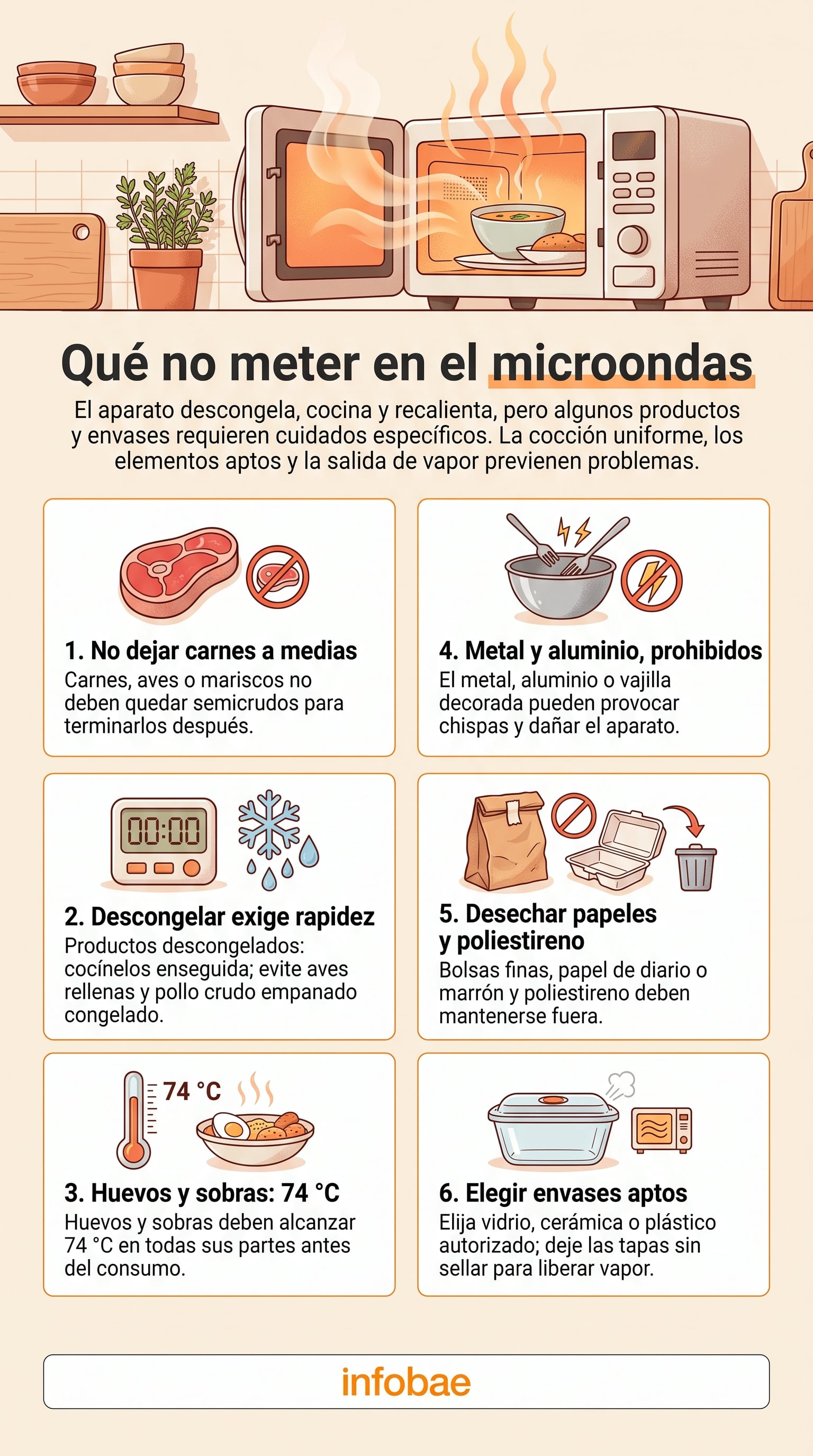 La temperatura interna segura para las sobras alcanza los 74 grados Celsius. (Imagen Ilustrativa Infobae)