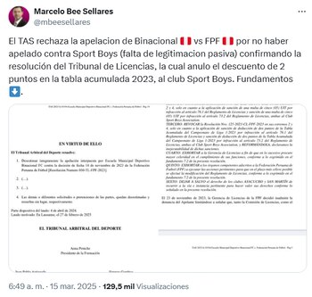 TAS rechazó la apelación de