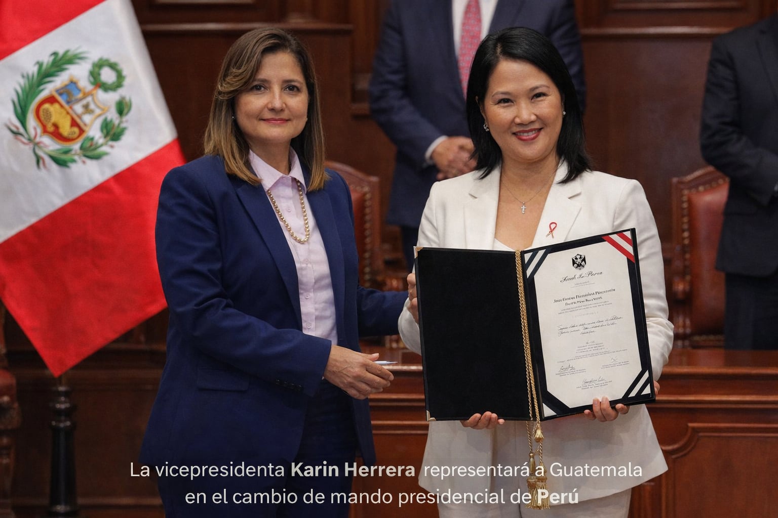 La vicepresidenta Karin Herrera representará a Guatemala en el cambio de mando presidencial de Perú