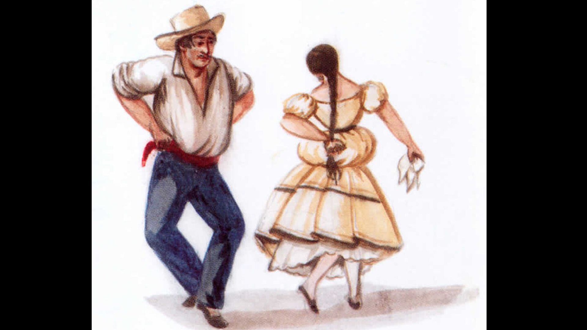 Los orígenes de la marinera son un crisol de influencias, fusionando danzas virreinales y ritmos afroperuanos. Su evolución refleja la rica historia cultural que define al Perú de hoy. (Pancho Fierro)