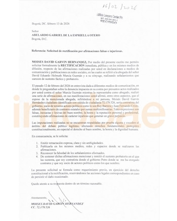 En la misiva, el esposo