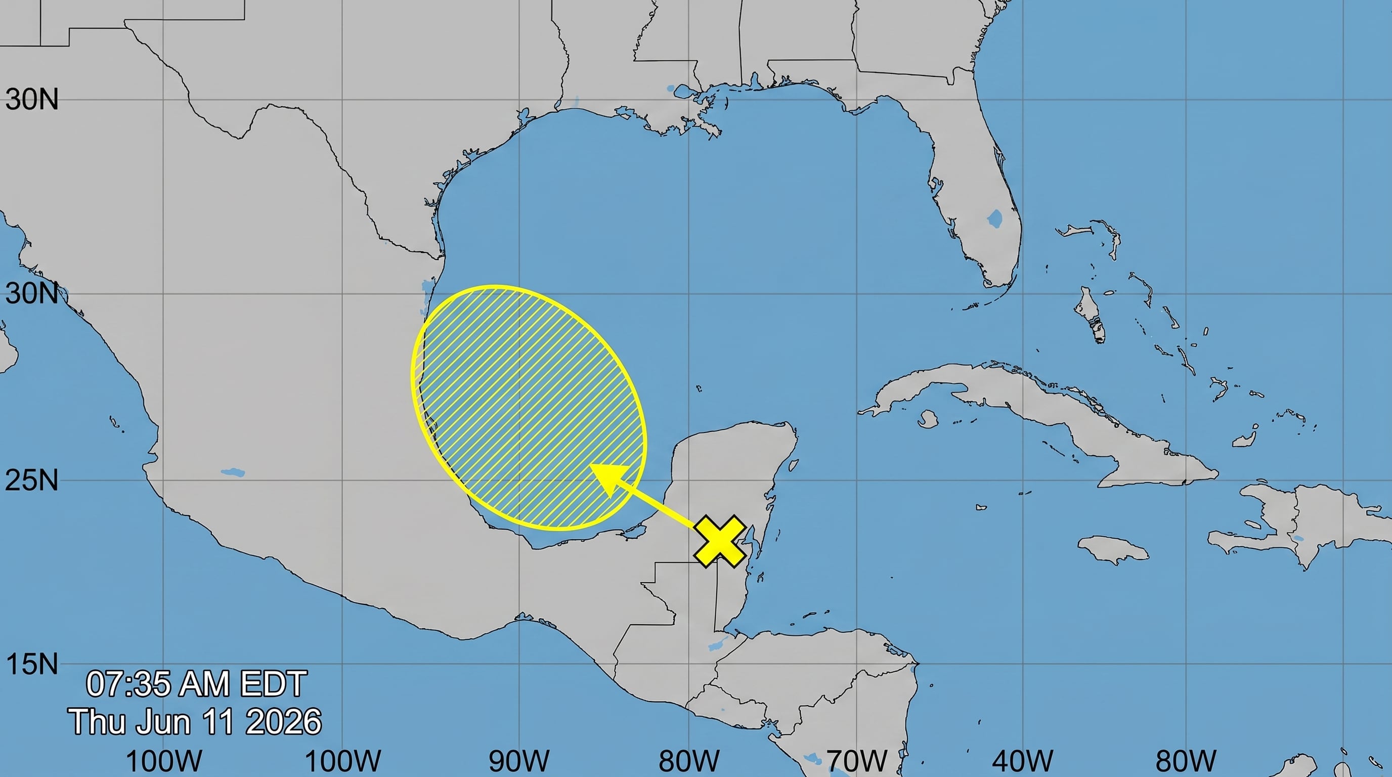 La temporada de huracanes del Atlántico 2026 registró su primera señal de actividad con una perturbación en la Bahía de Campeche. (Imagen Ilustrativa Infobae)