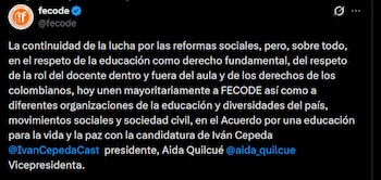 Fecode - crédito @fecode/X