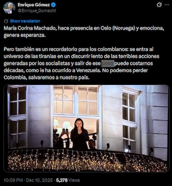 Enrique Gómez elogió a María