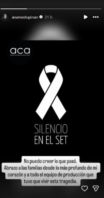 Ana María Estupiñán, reconocida actriz colombiana, expresó su pesar tras el asesinato de sus colegas y compartió un mensaje de apoyo a las familias afectadas - crédito @anamestupinan/ Instagram