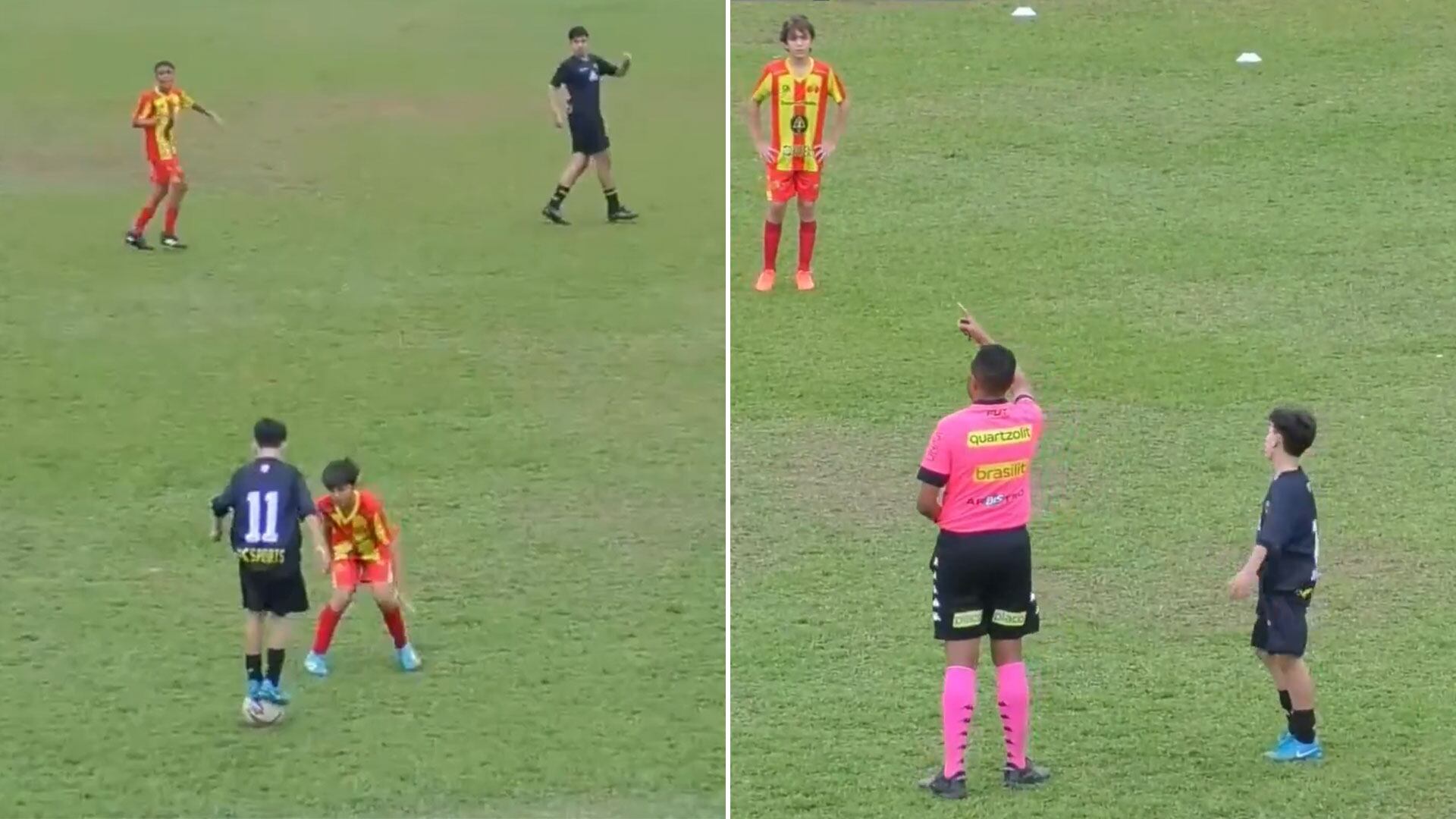 Wallacy se paró arriba del balón y el árbitro lo expulsó por doble amarilla