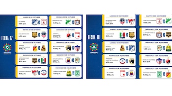 Programación de las fechas 17 y 18 del fútbol colombiano - crédito Dimayor